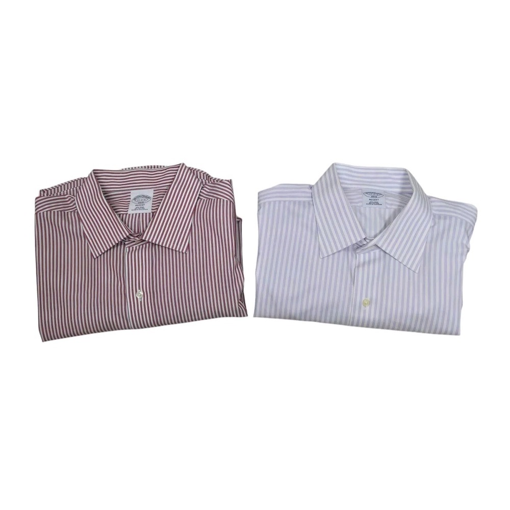 2 Brooks Brothers 1818 Regent Long Sleeve Button up Striped Dress Shirts 17 -2/3